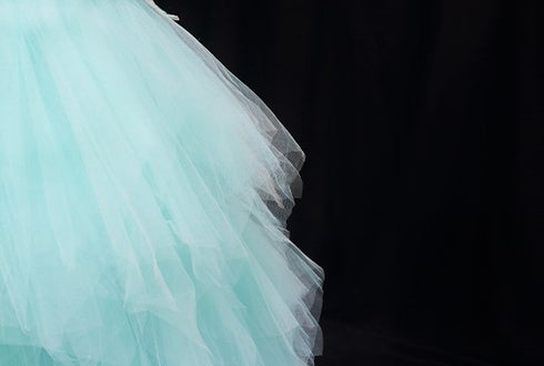 Mint Green Strapless Sheath Wedding Dress - Layered Tulle Ruffle Dress - Princess Wedding Dress with Sweetheart Neckline Plus Size
